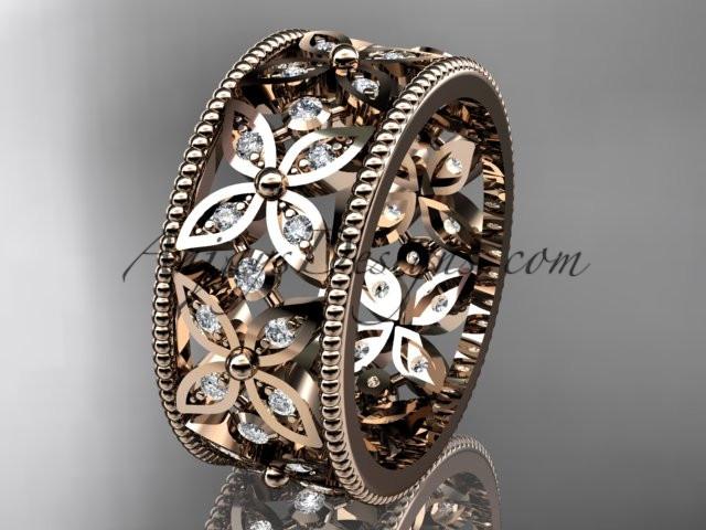 14k rose gold diamond leaf and vine wedding band,engagement ring ADLR10B - AnjaysDesigns, Diamond Wedding Bands - Jewelry, Anjays Designs - AnjaysDesigns, AnjaysDesigns - AnjaysDesigns.co, 