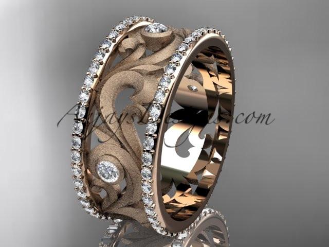 14kt rose gold diamond engagement ring, wedding band ADLR121BA - AnjaysDesigns