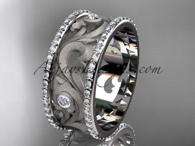 14kt white gold diamond engagement ring, wedding band ADLR121BA - AnjaysDesigns