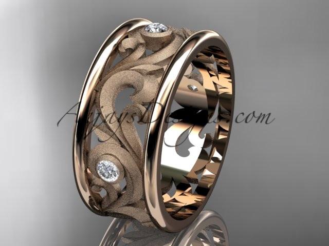 14kt rose gold diamond engagement ring, wedding band ADLR121BB - AnjaysDesigns