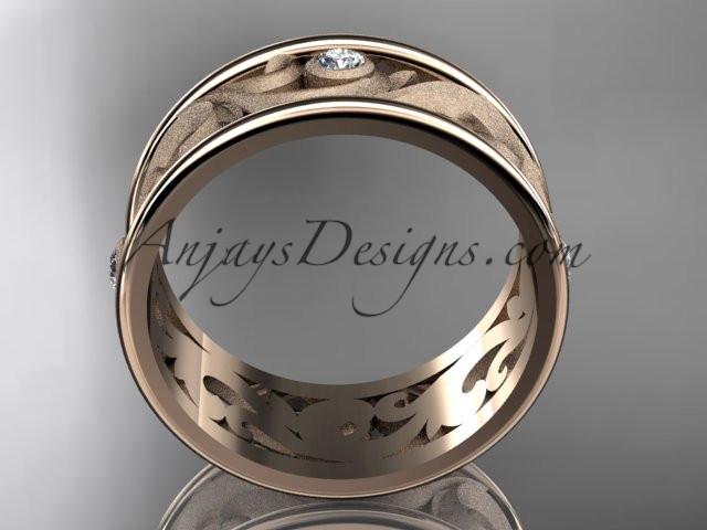 14kt rose gold diamond engagement ring, wedding band ADLR121BB - AnjaysDesigns