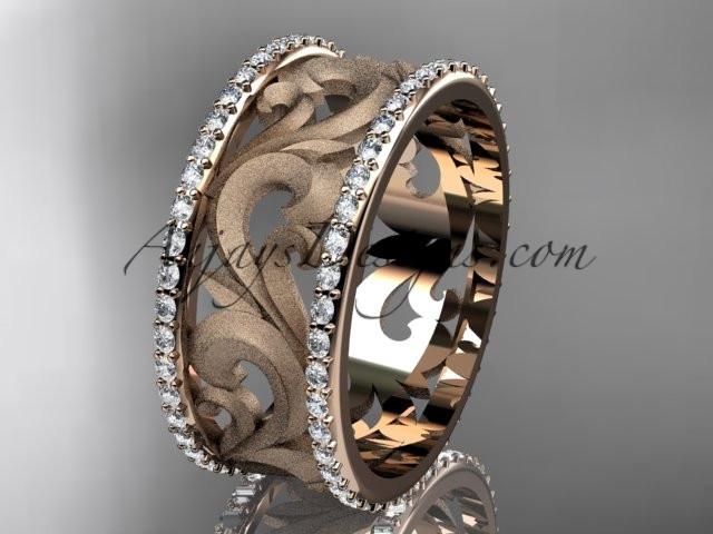 14kt rose gold diamond engagement ring, wedding band ADLR121BD - AnjaysDesigns