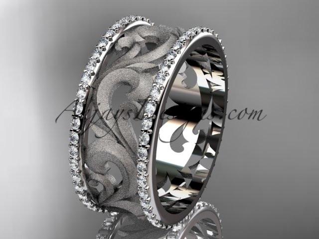 platinum diamond engagement ring, wedding band ADLR121BD - AnjaysDesigns