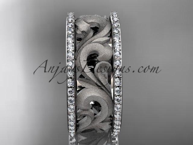 platinum diamond engagement ring, wedding band ADLR121BD - AnjaysDesigns