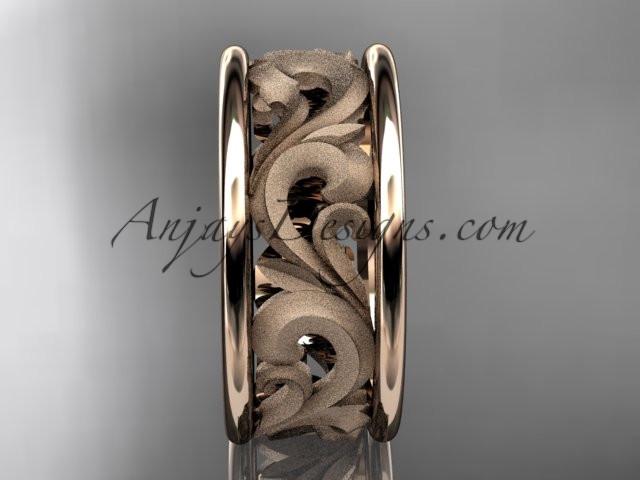 14kt rose gold leaf engagement ring, wedding band ADLR121G - AnjaysDesigns