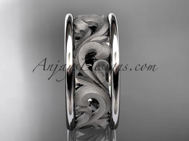 Platinum leaf engagement ring, wedding band ADLR121G - AnjaysDesigns