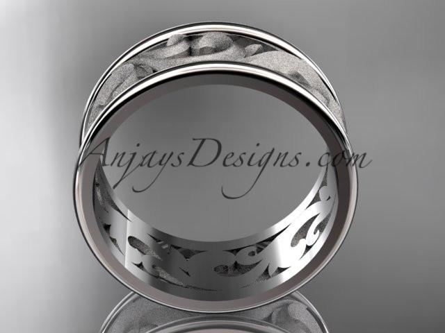 Platinum leaf engagement ring, wedding band ADLR121G - AnjaysDesigns