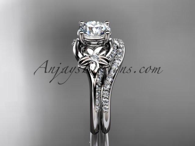 14kt white gold diamond floral wedding set, engagement set ADLR125S - AnjaysDesigns