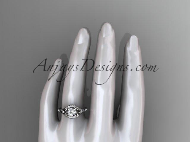 platinum floral wedding ring, engagement ring with a "Forever One" Moissanite center stone ADLR126 - AnjaysDesigns