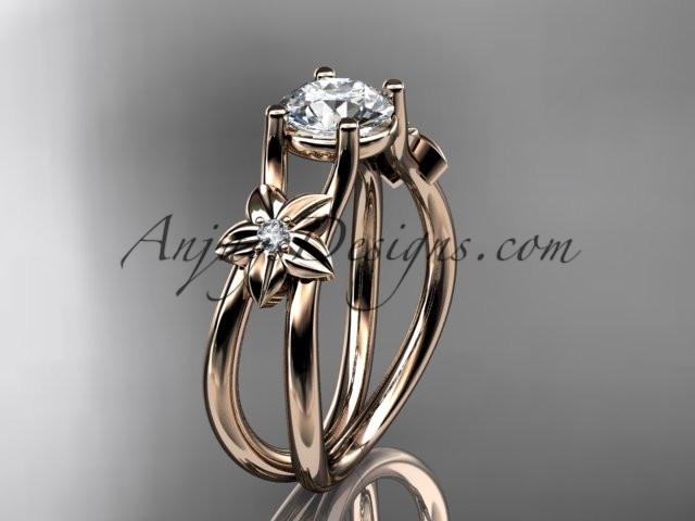 14kt rose gold diamond floral wedding ring, engagement ring ADLR130 - AnjaysDesigns
