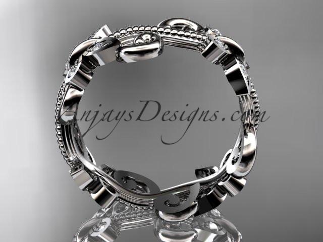 14kt white gold diamond floral butterfly wedding ring, engagement ring, wedding band ADLR138 - AnjaysDesigns