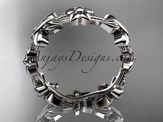 platinum floral butterfly wedding ring, engagement ring, wedding band ADLR139G - AnjaysDesigns