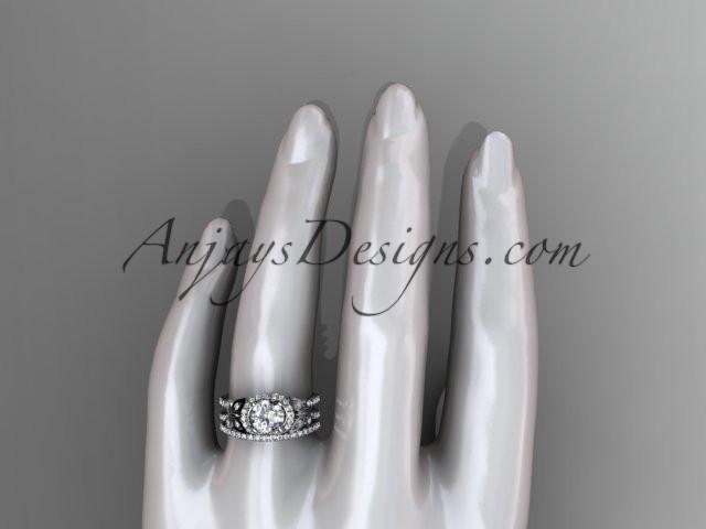14kt white gold diamond butterfly wedding ring, engagement set ADLR141S - AnjaysDesigns
