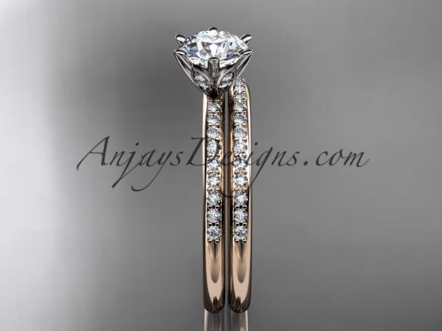 14kt rose gold diamond unique engagement set, wedding set ADER145 - AnjaysDesigns
