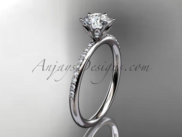 Platinum diamond unique engagement ring, wedding ring with a "Forever One" Moissanite center stone ADER145 - AnjaysDesigns