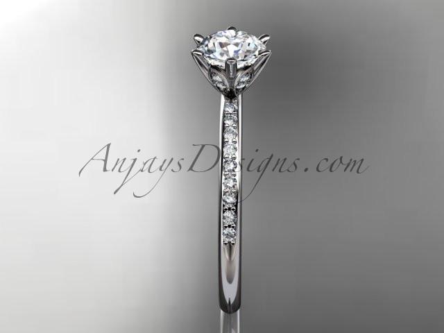 Platinum diamond unique engagement ring, wedding ring with a "Forever One" Moissanite center stone ADER145 - AnjaysDesigns