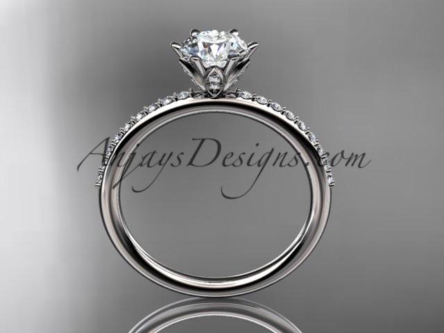 Platinum diamond unique engagement ring, wedding ring with a "Forever One" Moissanite center stone ADER145 - AnjaysDesigns
