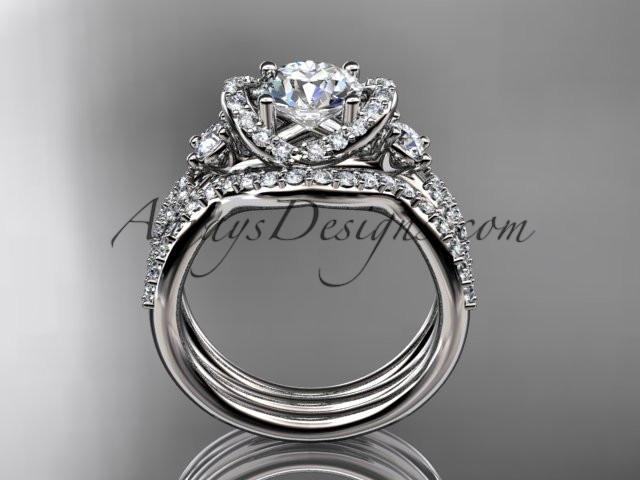 platinum diamond unique engagement set, wedding ring ADER146S - AnjaysDesigns