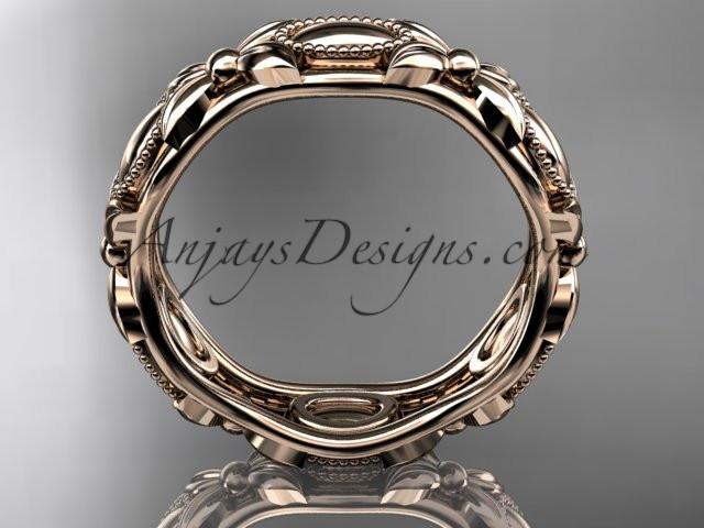 14kt rose gold leaf and vine wedding band,engagement ring ADLR152G - AnjaysDesigns