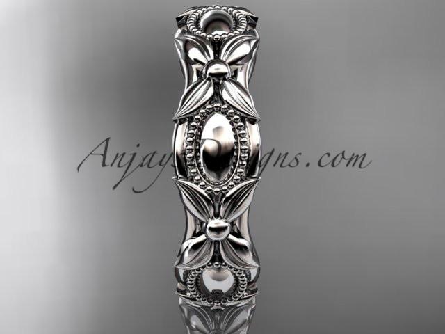 platinum leaf and vine wedding band,engagement ring ADLR152G - AnjaysDesigns