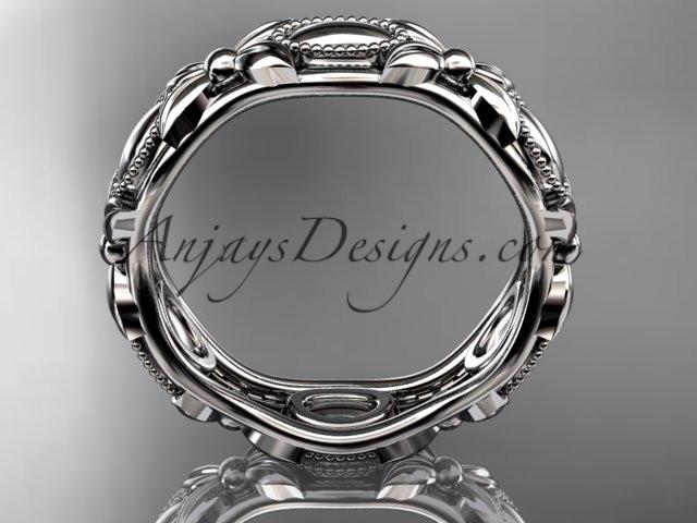 platinum leaf and vine wedding band,engagement ring ADLR152G - AnjaysDesigns