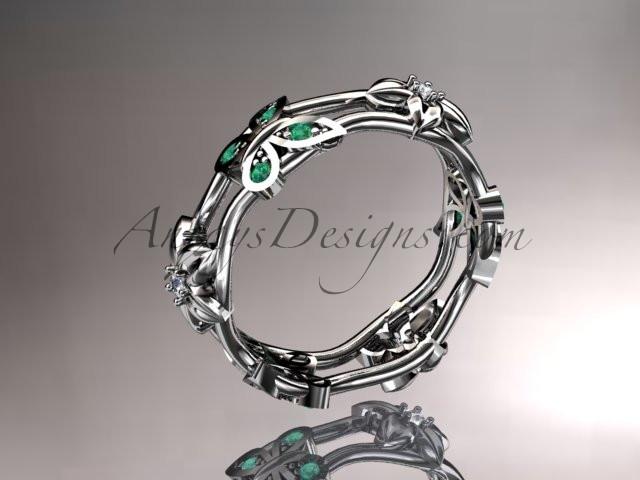 14kt white gold diamond floral butterfly wedding ring, engagement ring, wedding band ADLR153. nature inspired jewelry - AnjaysDesigns