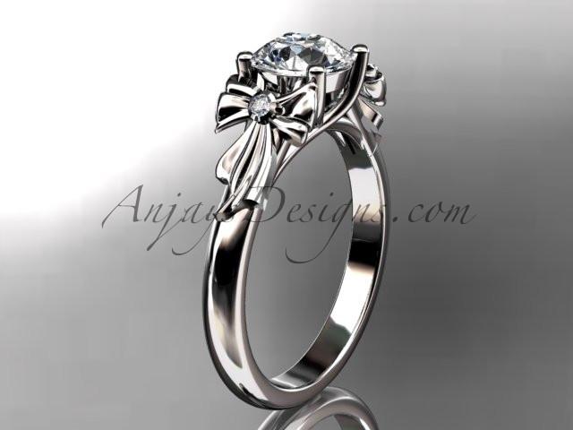 14kt white gold diamond unique engagement ring, wedding ring  ADER154 - AnjaysDesigns