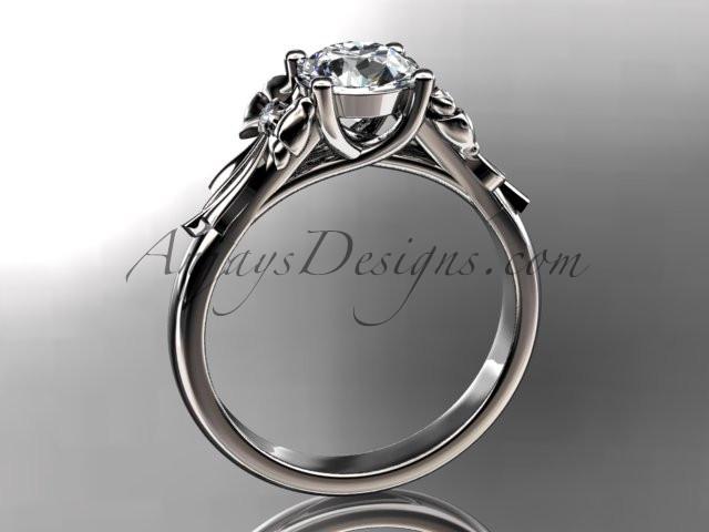 Platinum diamond unique engagement ring, wedding ring with a "Forever One" Moissanite center stone ADER154 - AnjaysDesigns