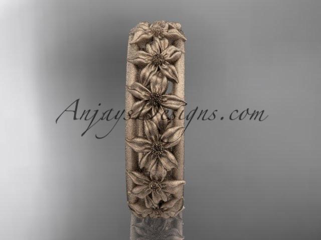 14kt rose gold flower wedding ring, engagement ring, wedding band ADLR163G - AnjaysDesigns