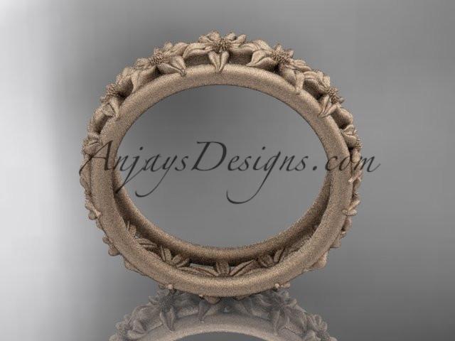 14kt rose gold flower wedding ring, engagement ring, wedding band ADLR163G - AnjaysDesigns