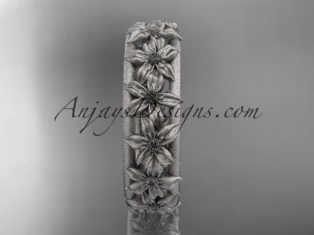 platinum flower wedding ring, engagement ring, wedding band ADLR163G - AnjaysDesigns