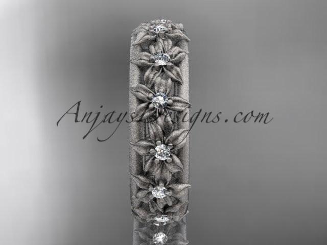 14kt white gold diamond flower wedding ring, engagement ring, wedding band ADLR163 - AnjaysDesigns