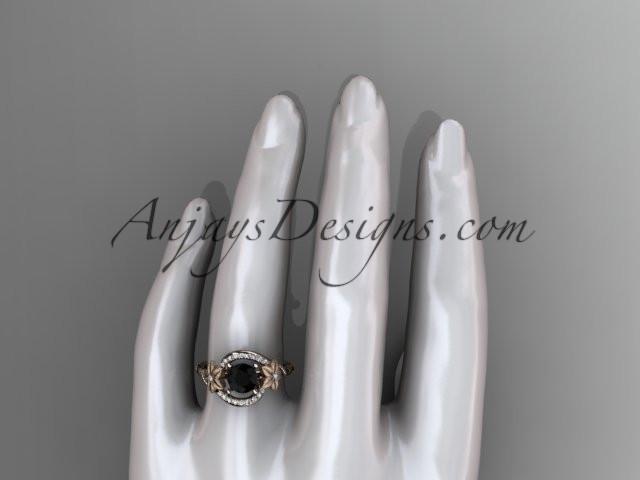 14kt rose gold diamond unique engagement ring with a Black Diamond center stone ADLR166 - AnjaysDesigns