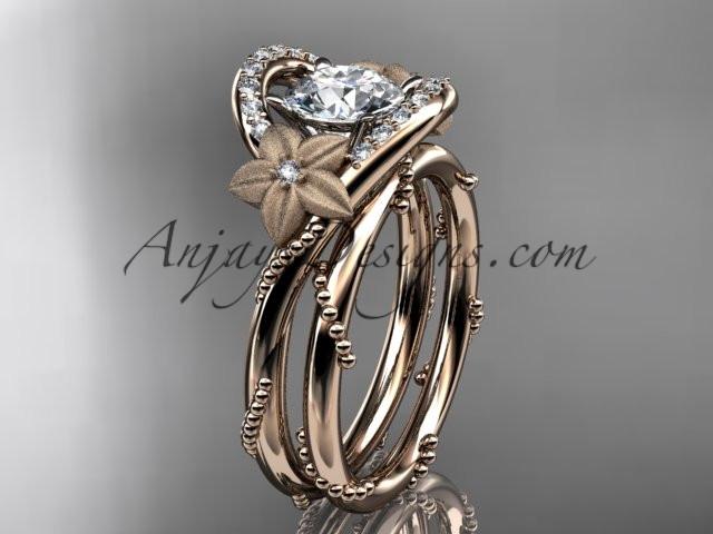 14kt rose gold diamond unique engagement set ADLR166S - AnjaysDesigns