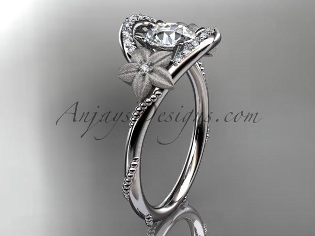 14kt white gold diamond unique engagement ring with a "Forever One" Moissanite center stone ADLR166 - AnjaysDesigns