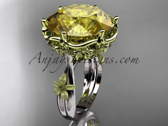 14kt 2 - tone gold floral, leaf and vine \"Basket of Love\" ring ADLR176 nature inspired jewelry - AnjaysDesigns