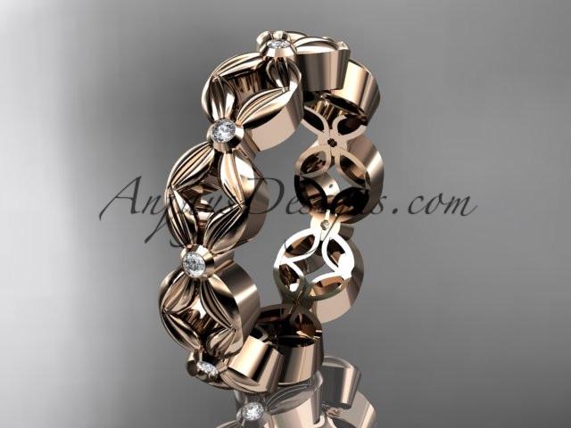 14kt rose gold diamond flower wedding ring,engagement ring,wedding band ADLR18 - AnjaysDesigns