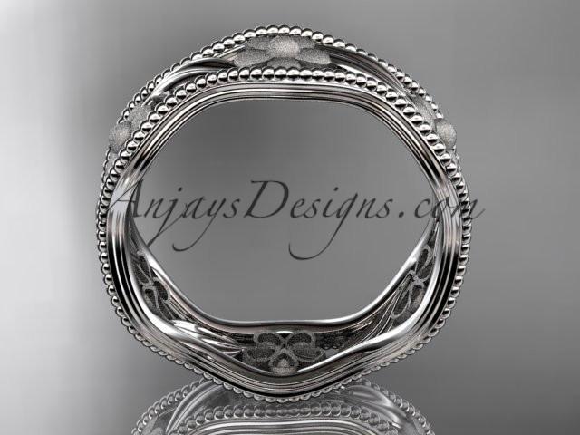 platinum flower wedding ring,engagement ring, wedding band. ADLR190G - AnjaysDesigns
