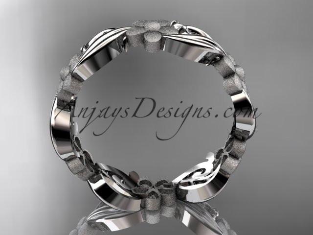 platinum flower wedding ring, engagement ring, wedding band ADLR191G - AnjaysDesigns