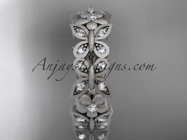 14kt white gold butterfly engagement ring, wedding band ADLR198B - AnjaysDesigns