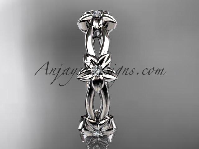 platinum diamond leaf,vine flower wedding ring,engagement ring ADLR19B - AnjaysDesigns