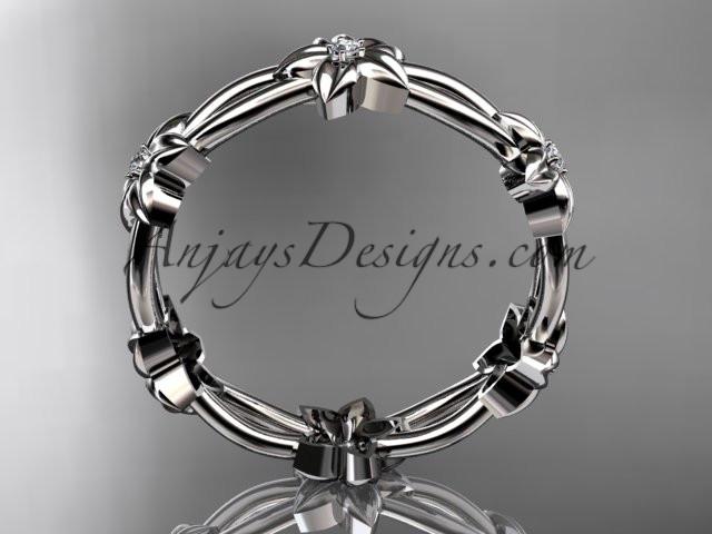 platinum diamond leaf,vine flower wedding ring,engagement ring ADLR19B - AnjaysDesigns