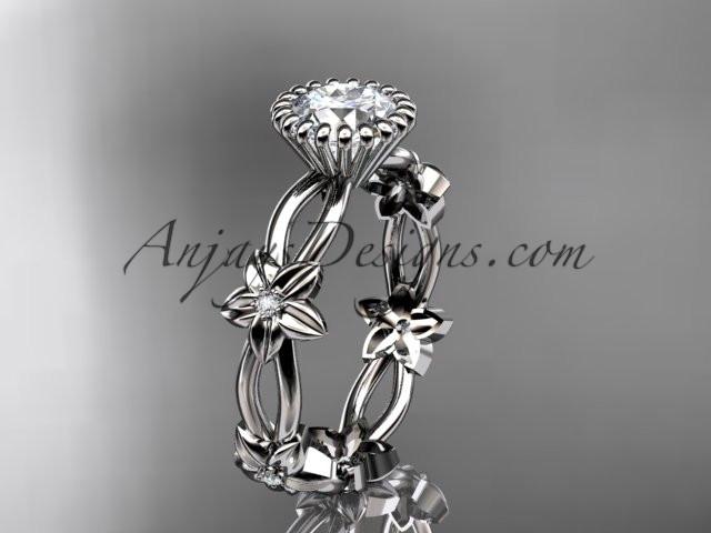 platinum diamond leaf and vine wedding ring,engagement ring ADLR19D - AnjaysDesigns