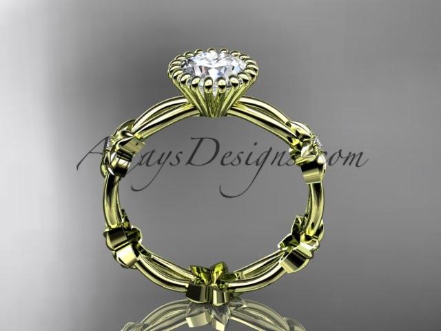 14k yellow gold diamond leaf and vine wedding ring,engagement ring ADLR19D - AnjaysDesigns