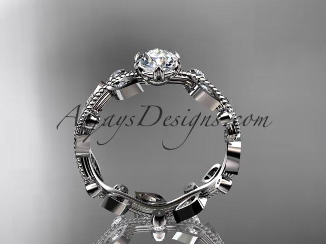 platinum diamond leaf wedding ring,engagement ring ADLR1 - AnjaysDesigns