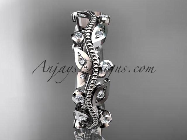 platinum diamond leaf and vine wedding ring,engagement ring,wedding band ADLR1B - AnjaysDesigns
