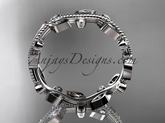 platinum diamond leaf and vine wedding ring,engagement ring,wedding band ADLR1B - AnjaysDesigns