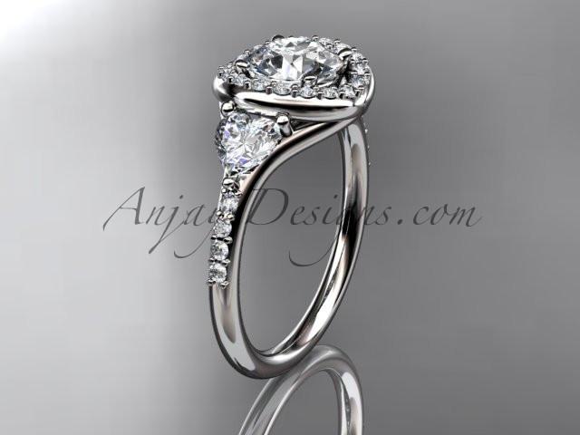 Platinum diamond unique engagement ring,wedding ring with a "Forever One" Moissanite center stone ADLR201 - AnjaysDesigns