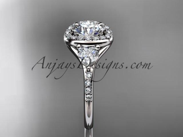 Platinum diamond unique engagement ring,wedding ring with a "Forever One" Moissanite center stone ADLR201 - AnjaysDesigns
