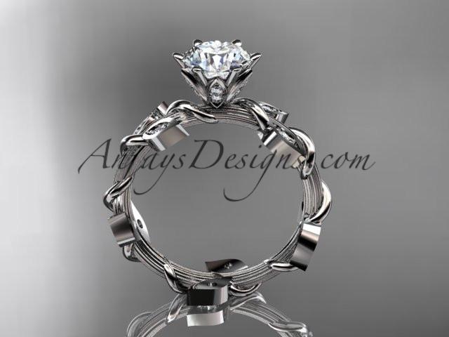 14kt white gold diamond leaf and vine wedding ring,engagement ring ADLR20 - AnjaysDesigns